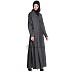 Front open Denim coat abaya- Dark Grey